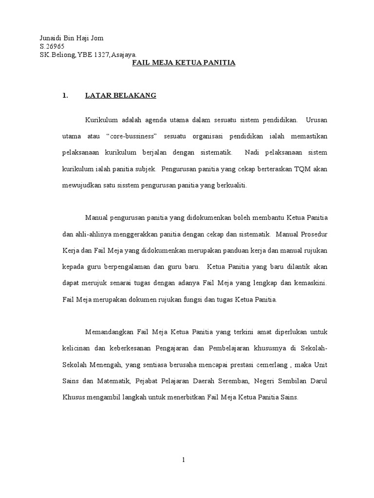 Contoh Fail Meja Panitia | PDF