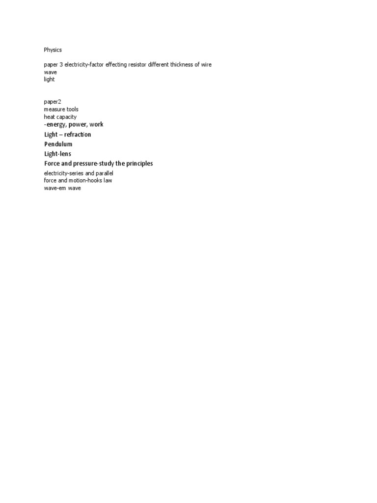 Physics Study Guide: Key Topics Overview | PDF