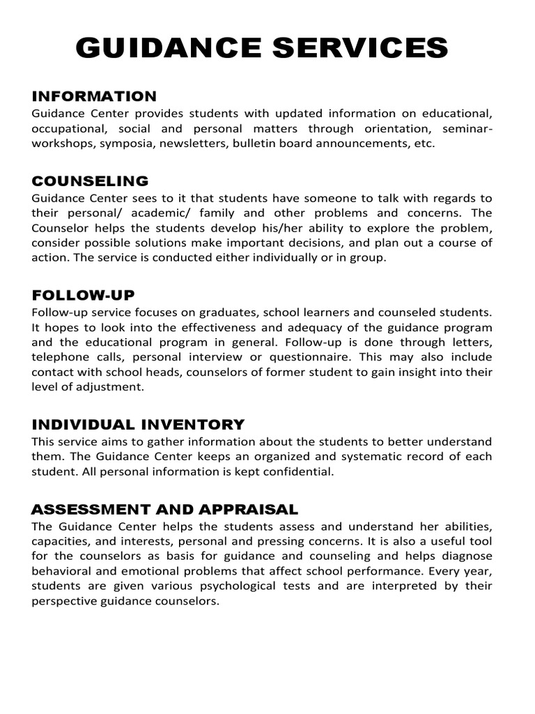 Guidance Services: Information | PDF