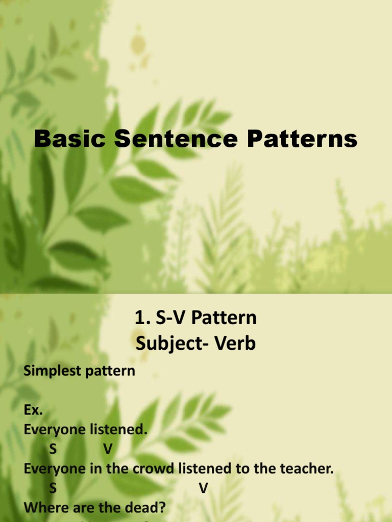 Sentence Patterns for Learners | PDF | Verb | Subject (Grammar)