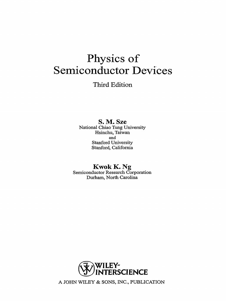 Physics of Semiconductor Devices: Third Edition | PDF
