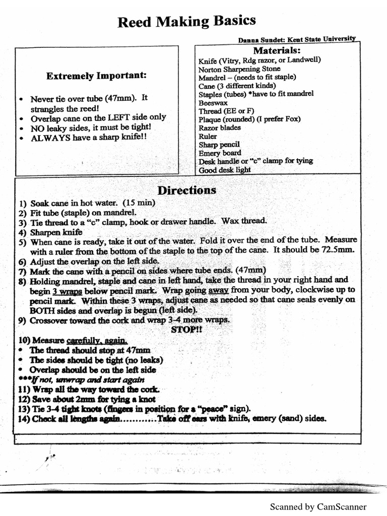 Reed Making Basics, Scraping The Reed, Reed Finishing Class, Reed