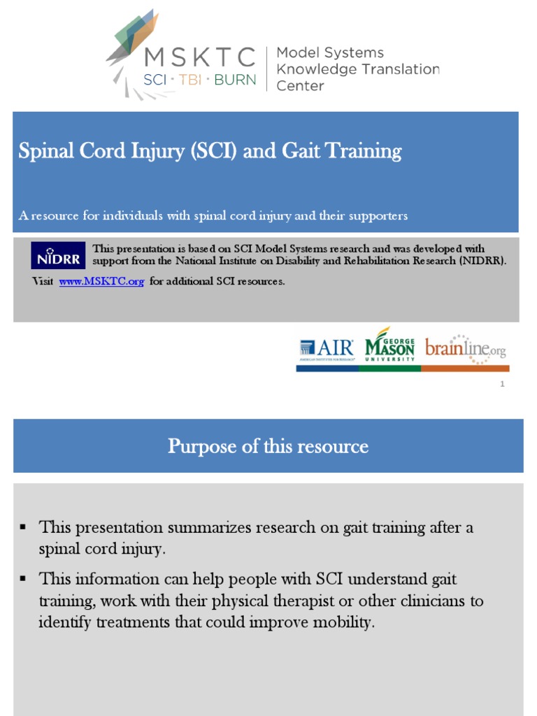 Spinal Cord Injury (SCI) and Gait Training | PDF | Spinal Cord Injury ...