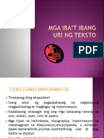 Mga Iba't Ibang Uri NG Teksto