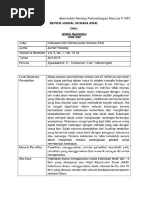 Jurnal Tentang Perkembangan Masa Dewasa Awal - Perkembangan dari masa