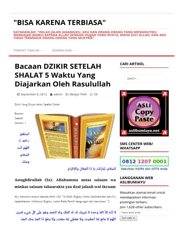 Bacaan Dzikir Setelah Shalat 5 Waktu Yang Diajarkan Oleh Rasulullah Bisa Karena Terbiasa