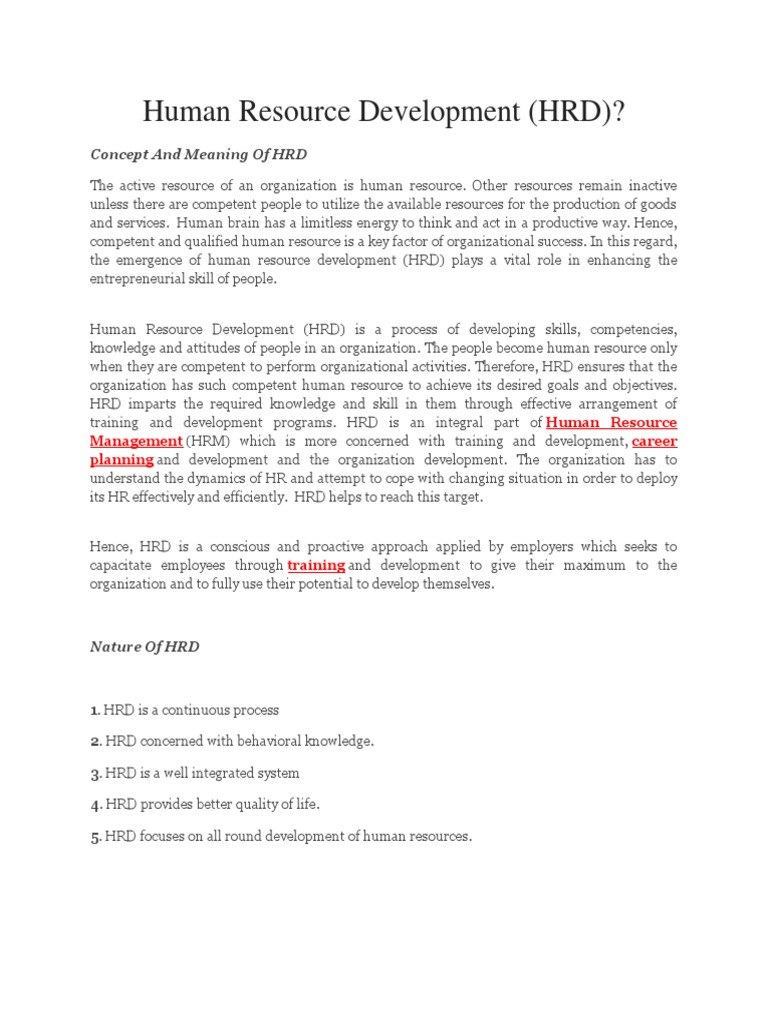 Importance of Human Resource Development | PDF | Human Resources ...
