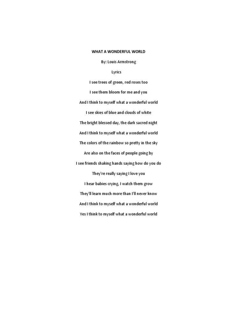 What A Wonderful World Lyrics PDF Song Structure Hope