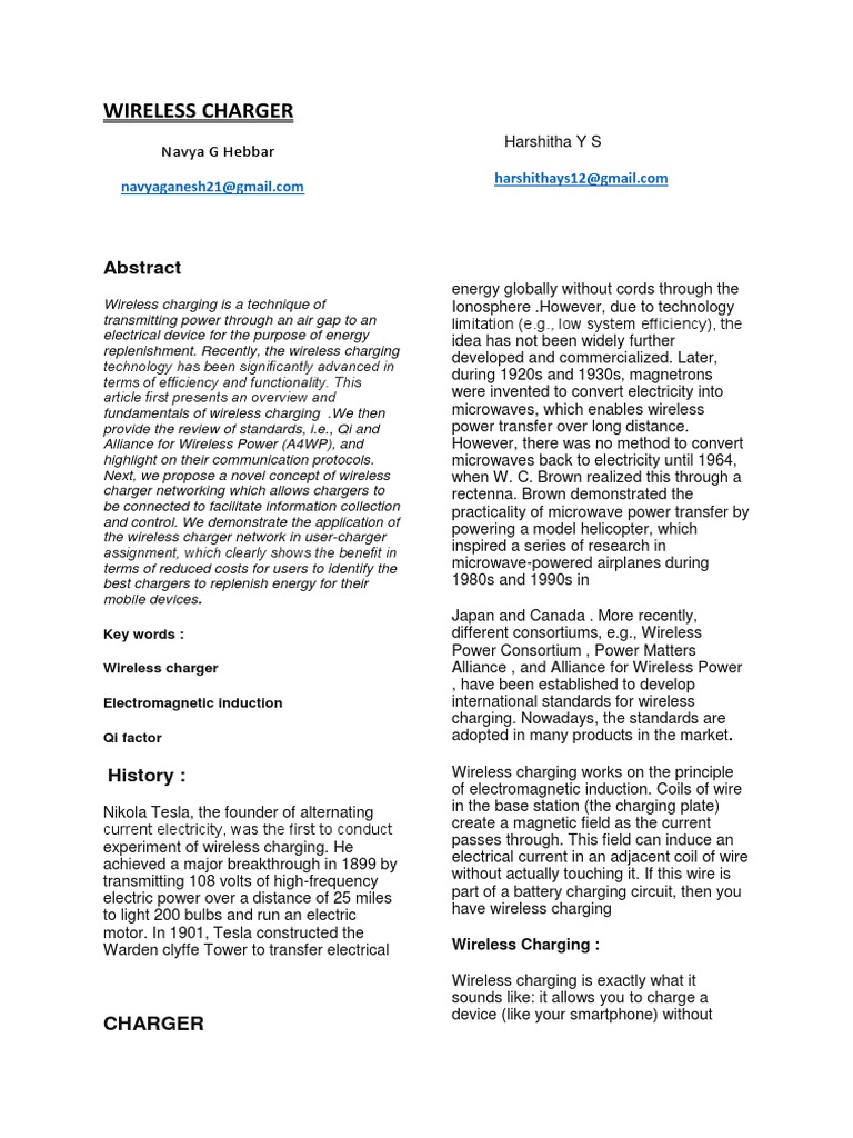 Overview of Wireless Charging Technology | PDF | Battery Charger | Wireless