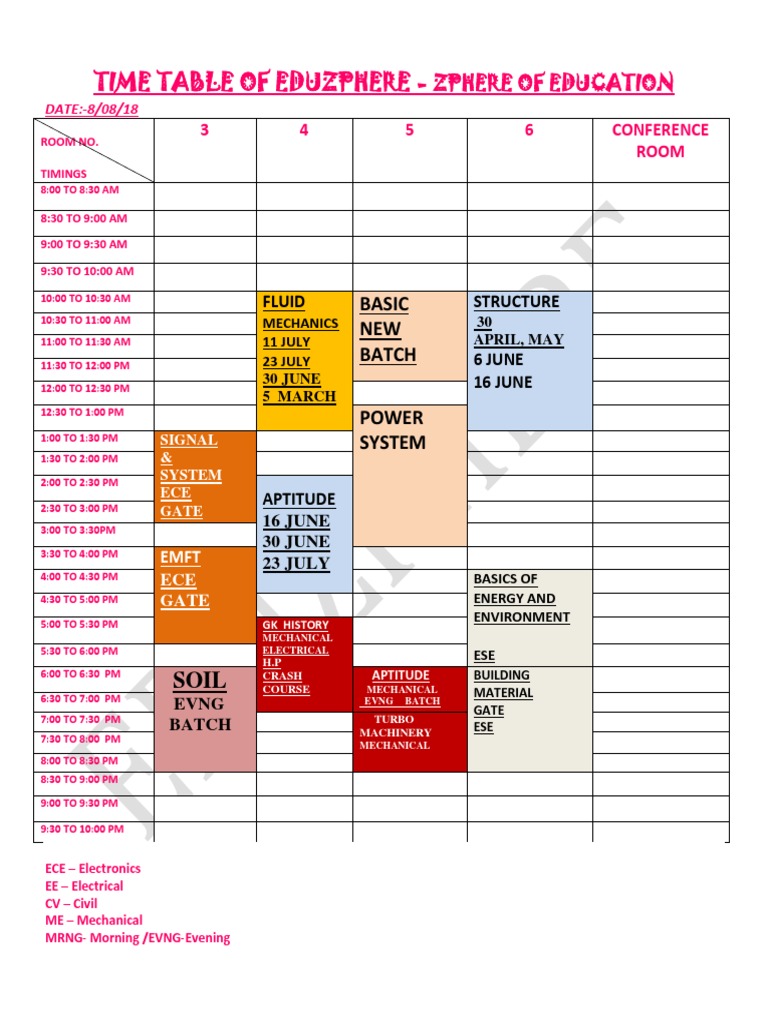 Eduzphere Online Class Timetable | PDF