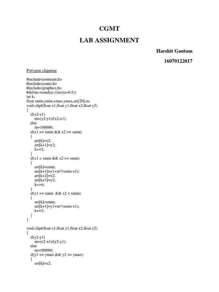 Polygon Clipping in C++ Code | PDF