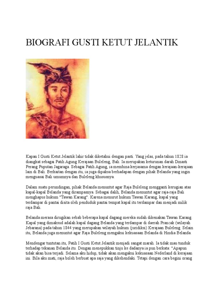 Biografi Gusti Ketut Jelantik