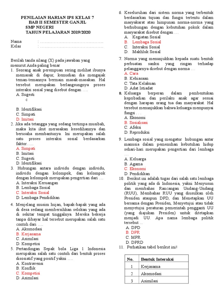 Soal Ph Ips Kelas 7 Bab 2 Semester Ganjil