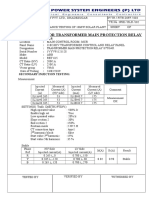 Test Report For Transformer Main Protection Relay: ND ND