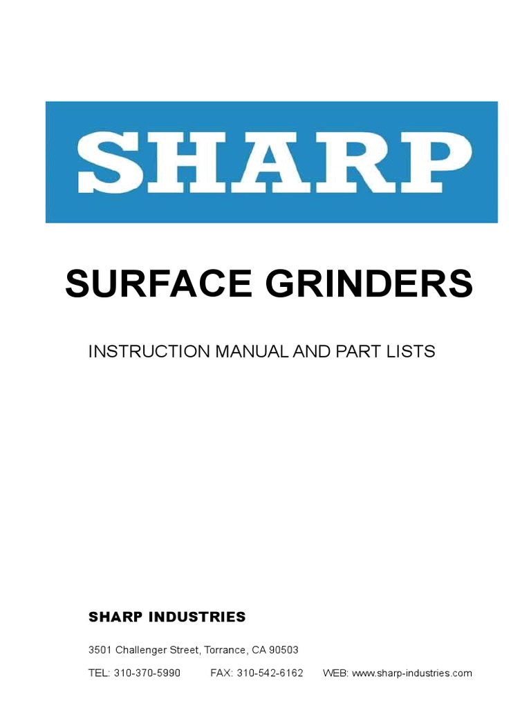 Sharp Surface Grinder Instruction Manual | PDF | Grinding (Abrasive ...
