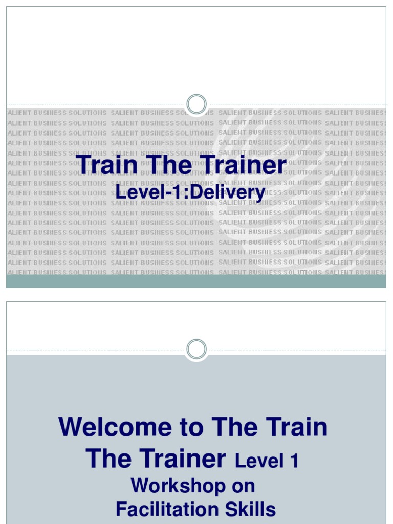 Train the Trainer: Level 1 Workshop | PDF | Learning Styles | Learning
