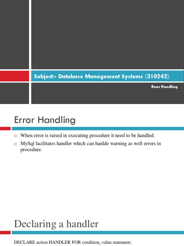 MySQL Error Handling Guide | PDF | Data Management | Software