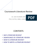 Coursework-Literature Review: Dr. Ajai Kumar Jain PHD, M.Phil, Mba, LLB, Mbbs