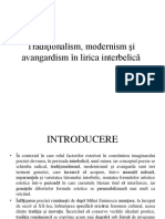 Tradiţionalism, Modernism Şi Avangardism În Lirica Interbelică