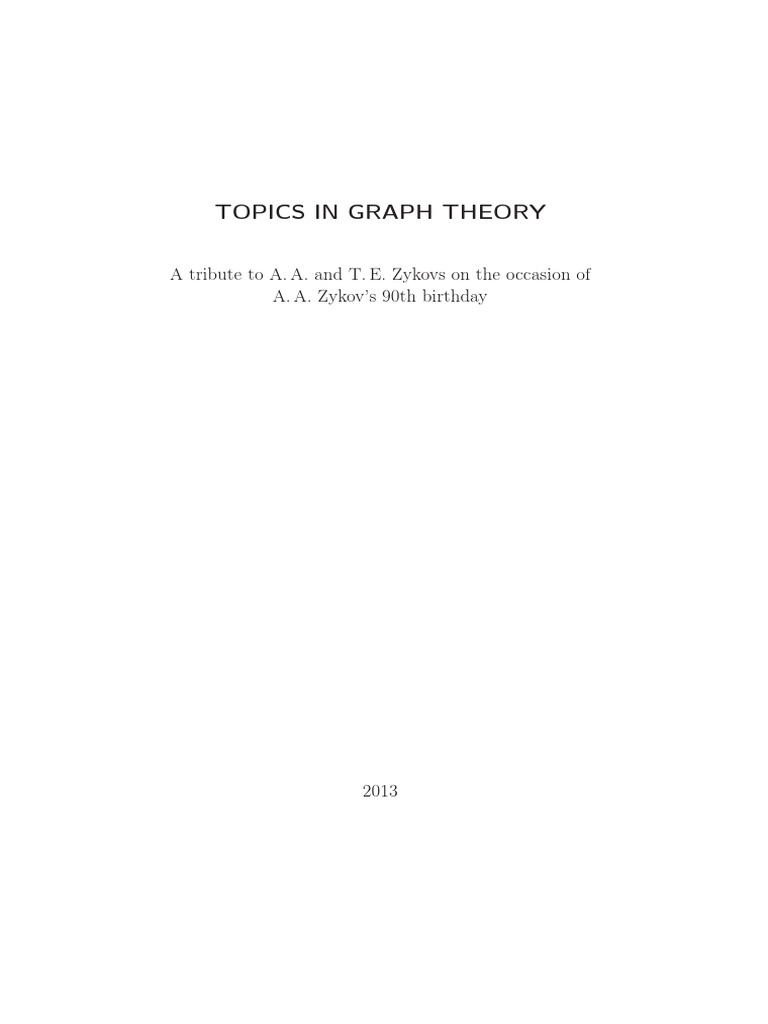 Zykov90-Topics In Graph Theory PDF | PDF