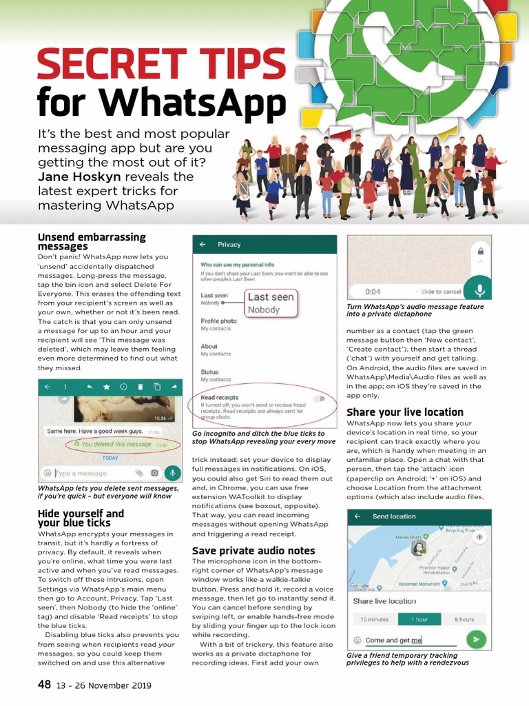 WhatsApp Privacy and Tips Guide | PDF | Backup | Ios