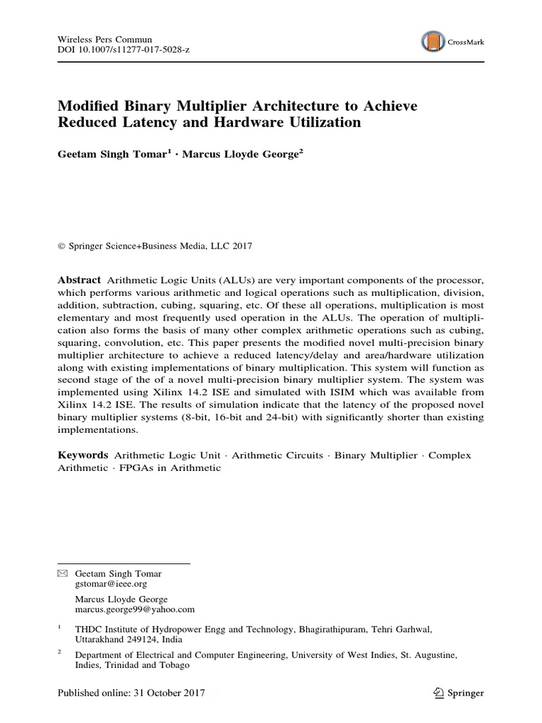 Novel Multi-Precision Binary Multiplier | PDF | Field Programmable Gate ...