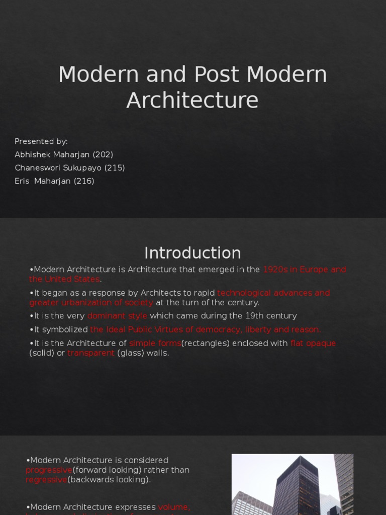Modern and Post Modern Architecture 202, 215, 216 | PDF | Modernism ...