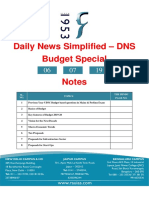 Daily News Simplified - Dns Budget Special Notes: SL. NO. Topics The Hindu Page No