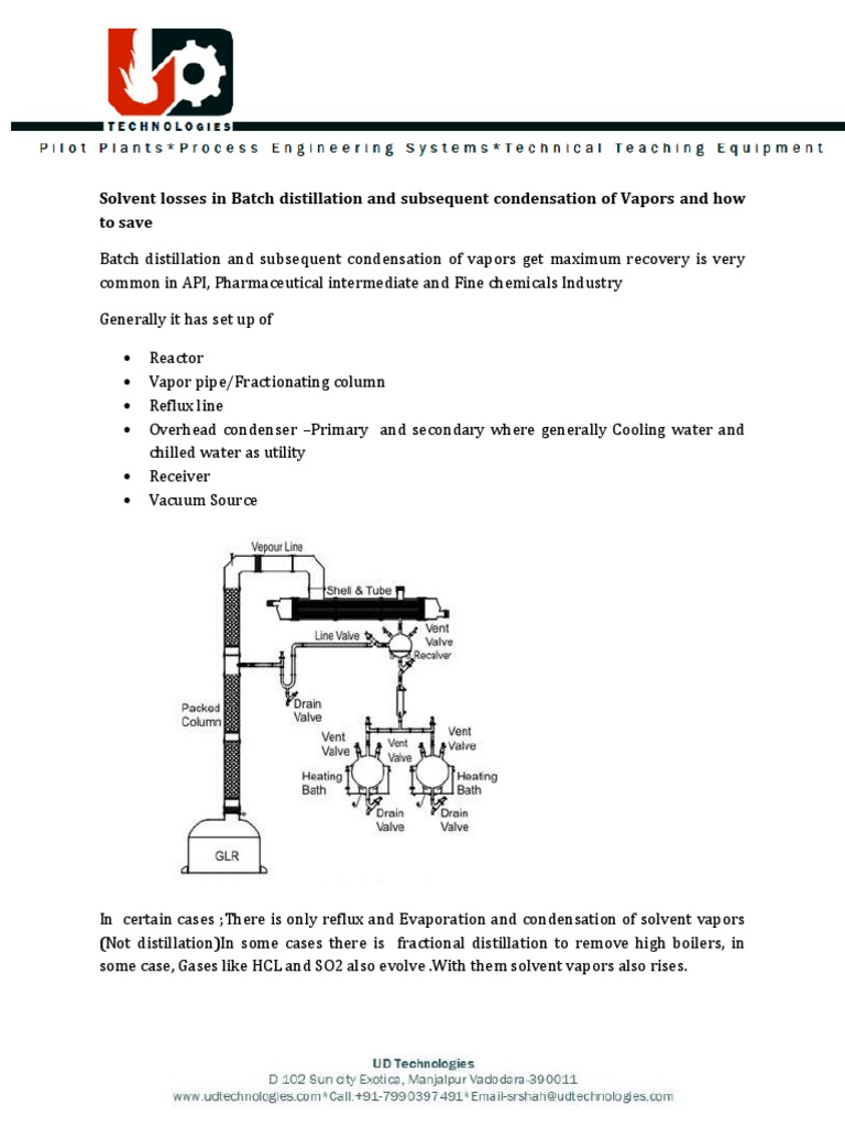 Solvent Recovery in Batch Distillation | PDF | Distillation | Heat ...