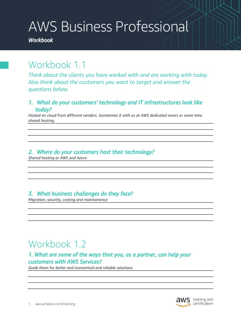 AWS Business Professional Workbook | PDF | Amazon Web Services | Cloud ...