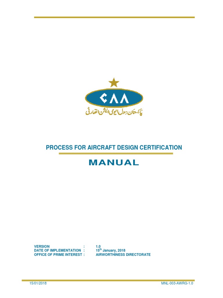 Manual: Process For Aircraft Design Certification | PDF | Flight Test ...