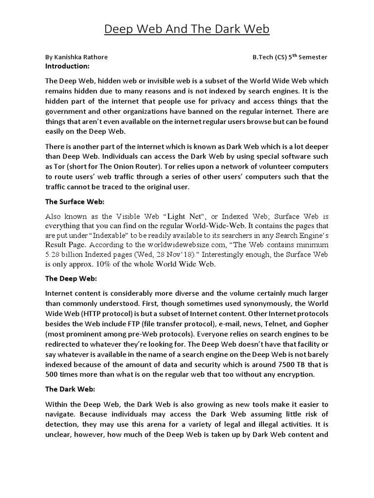 Understanding Deep Web vs Dark Web | PDF | Tor (Anonymity Network ...