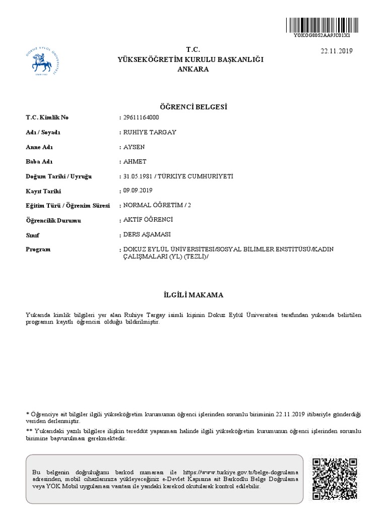 yok ogrenci belgesi sorgulama pdf