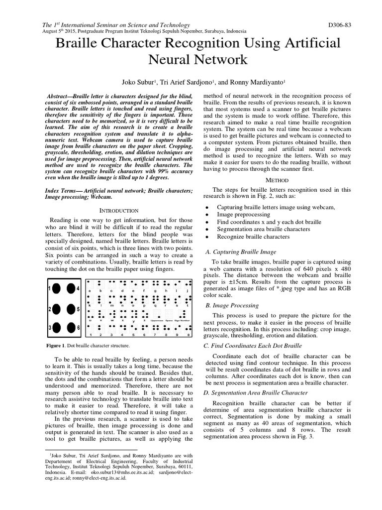 Braille Character Recognition Using Artificial Neural Network | PDF ...