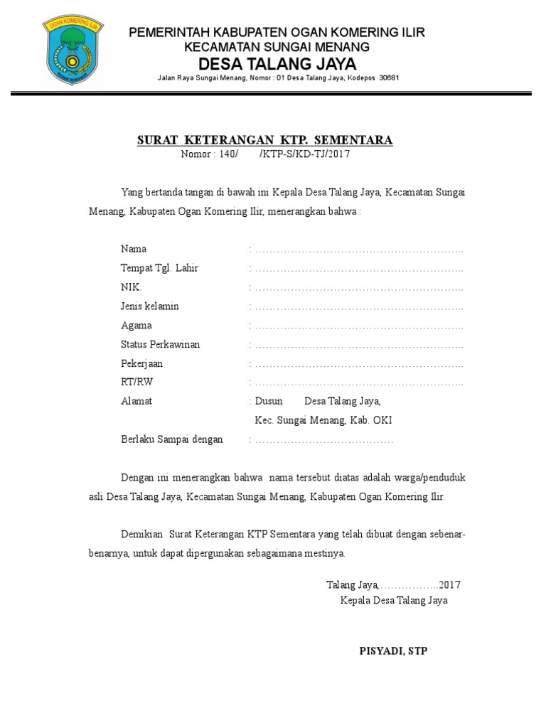 Surat Keterangan KTP Sementara 2017 | PDF