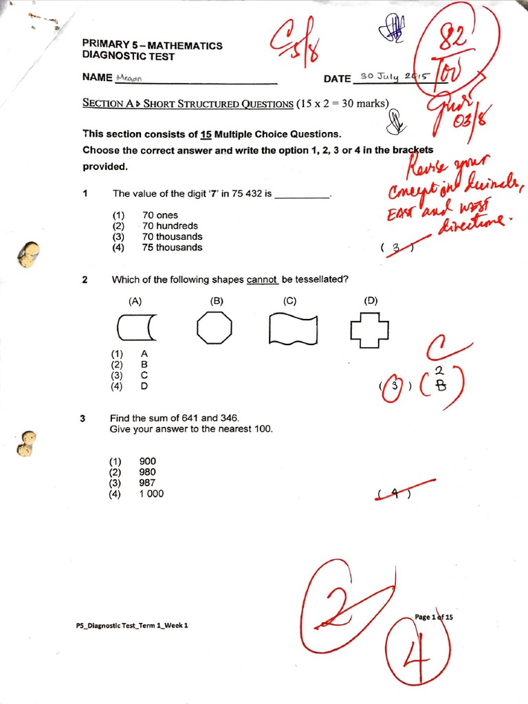 P5 Term 1 Math Practice Paper Ms Grace Pdf