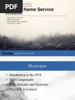 Domain Name Service: Introduction To The DNS DNS Components DNS Structure and Hierarchy The DNS in Context