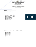 Examen Bloque 1 Matematica 9no-10mo