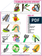 Gardening Tools Vocabulary Esl Matching Exercise Worksheet For Kids PDF