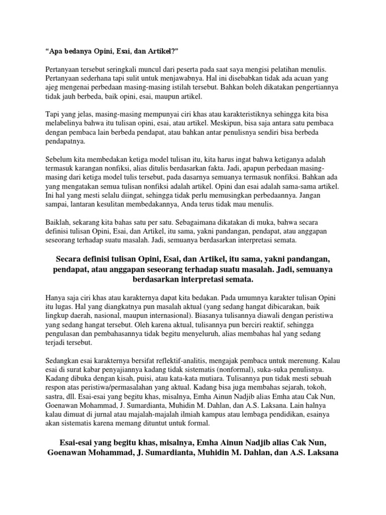 Opini Artikel Essai