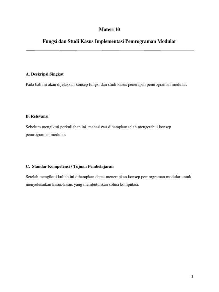 Materi 10 - Pemrograman Modular - Function | PDF