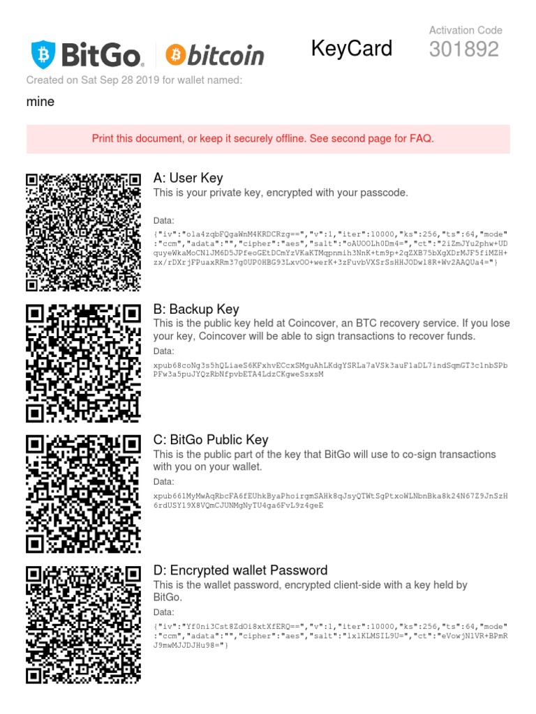 BitGo Keycard For Mine | PDF | Password | Bitcoin