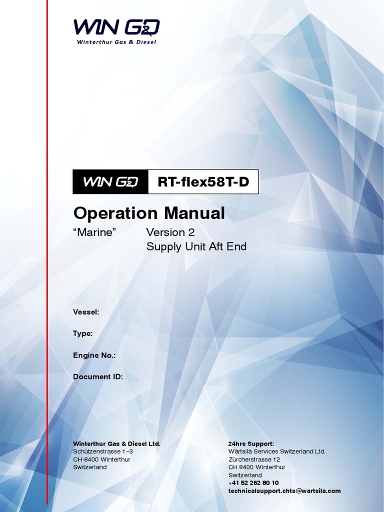 OM - WinGD RT Flex58t D PDF | PDF | Piston | Cylinder (Engine)