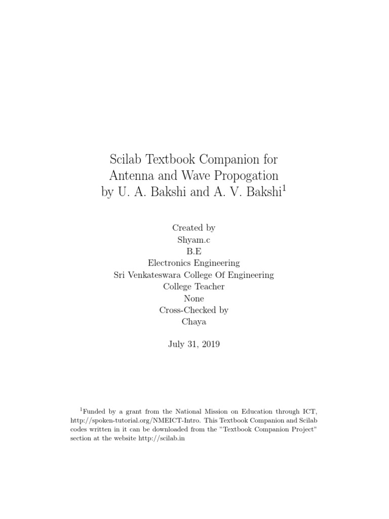 Antenna and Wave Propogation U. A. Bakshi and A. v. Bakshi PDF