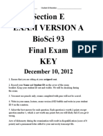 2012 Bio 93 Final Exam Lecture E Verson A KEY