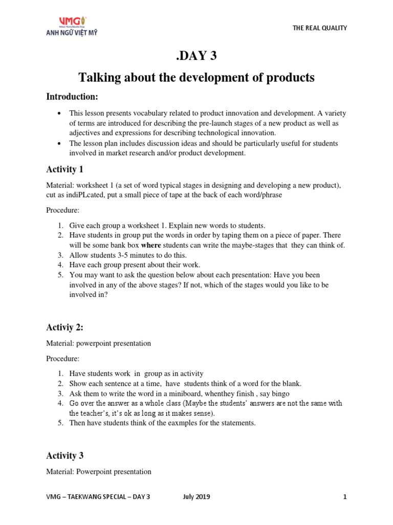 Day 3 - Product Development | PDF | Question | New Product Development