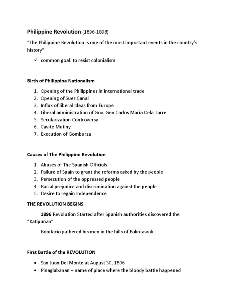 Key Events of the Philippine Revolution | PDF | Independence | Philippines