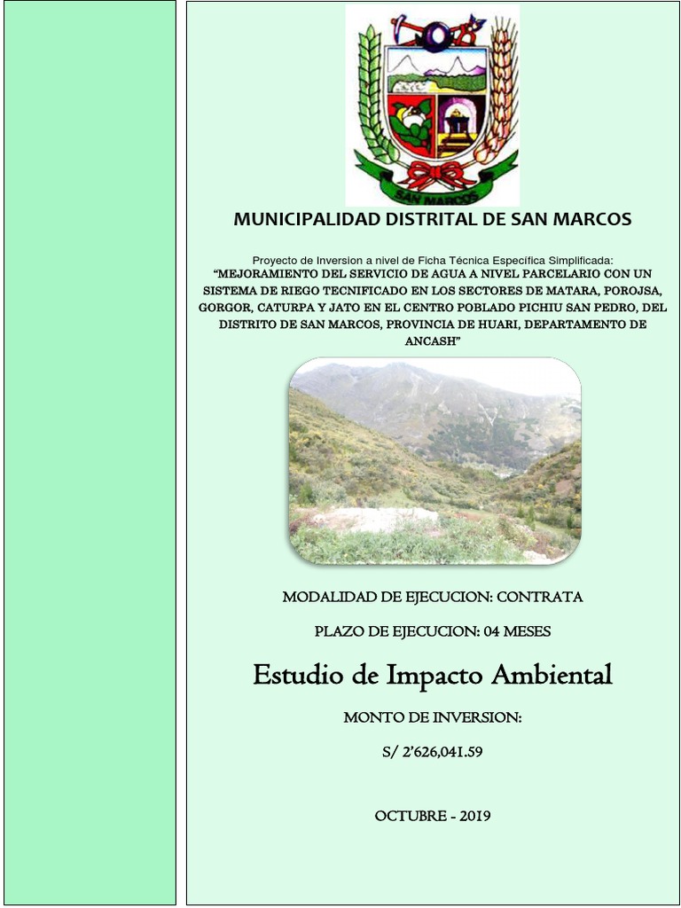 Mejora del Servicio de Agua en San Marcos | PDF | Reservorio | Entorno ...