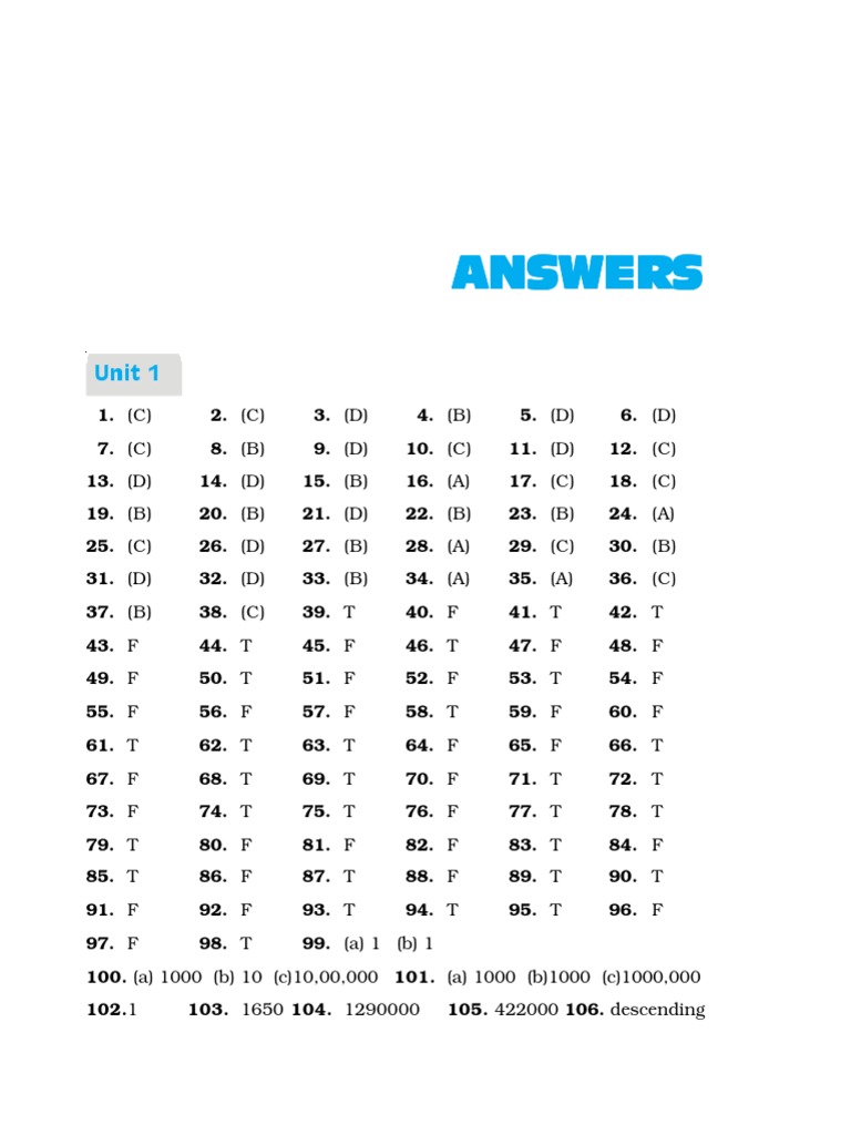 Answers Answers Answers Answers Answers: Unit 1 | PDF | Geometry ...