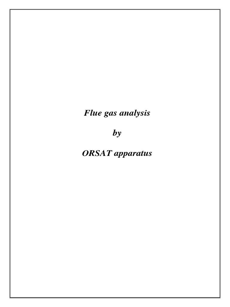 Flue Gas Analysis by ORSAT Apparatus Download Free PDF Ammonia